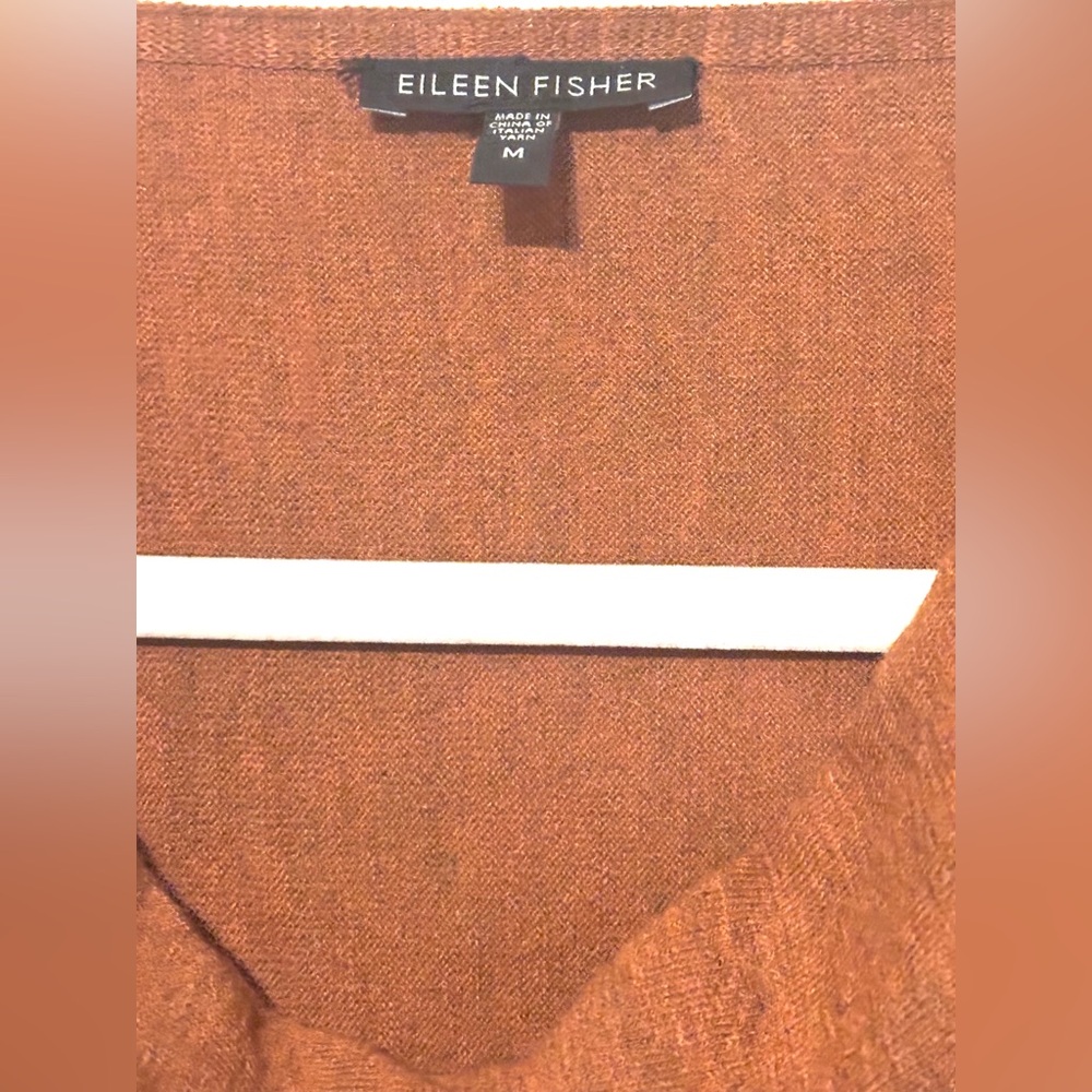 Eileen Fisher Women's Brown 3/4 Sleeve Relaxed 100% WOOL Stretchy Sweater Sz M - Picture 3 of 8
